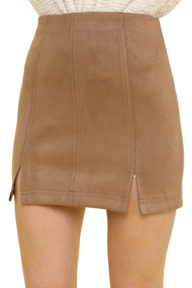 Suede Paneled Mini Skirt - Good Times Boutique