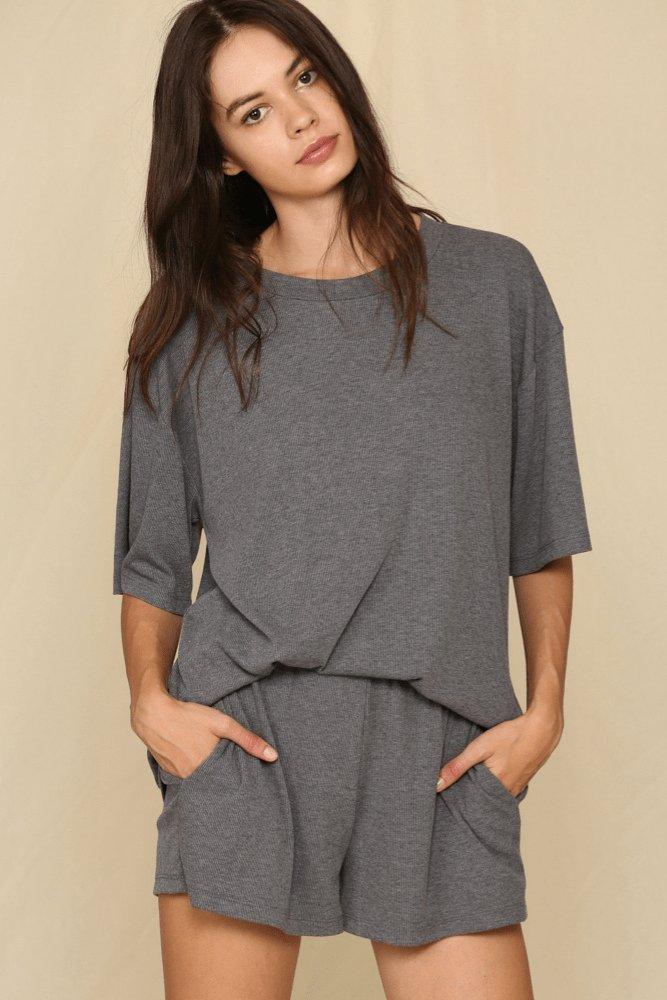 Charcoal Lounge Top - Good Times Boutique