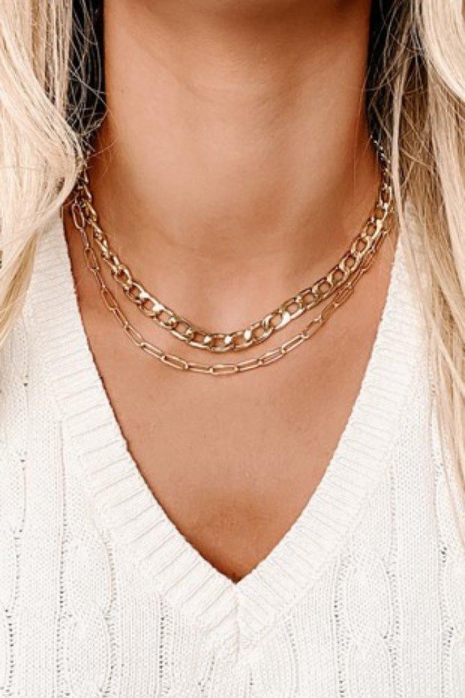 Double Trouble Gold Chain Necklace - Good Times Boutique