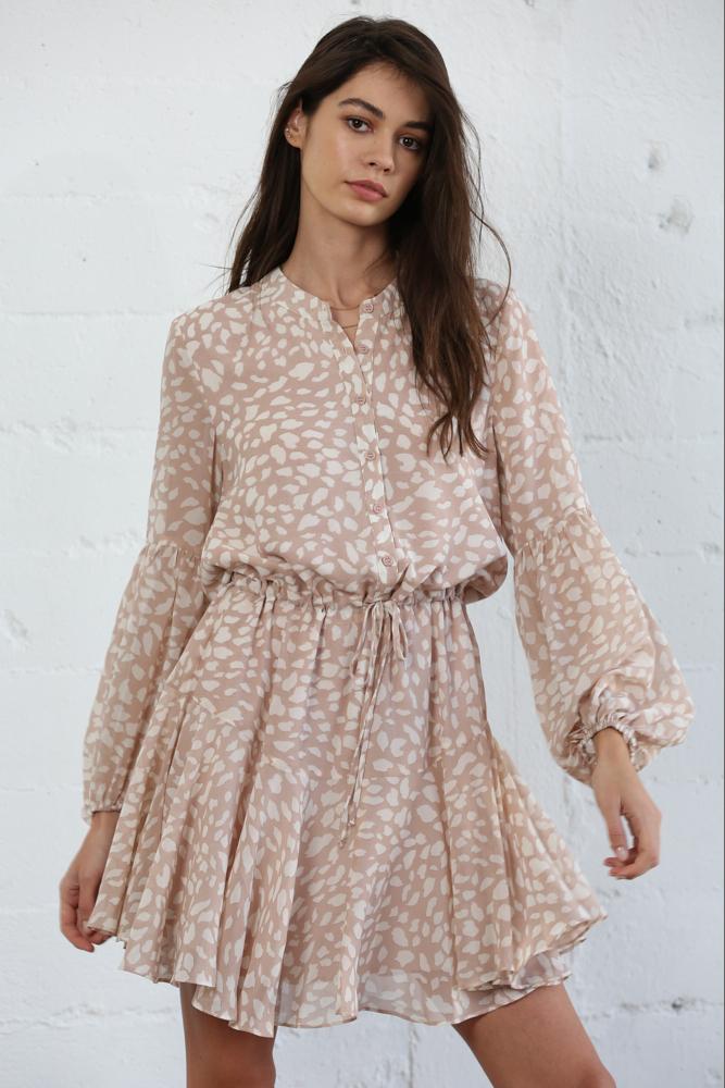 Dusty Rose and Ivory Long Sleeve Dress - Good Times Boutique