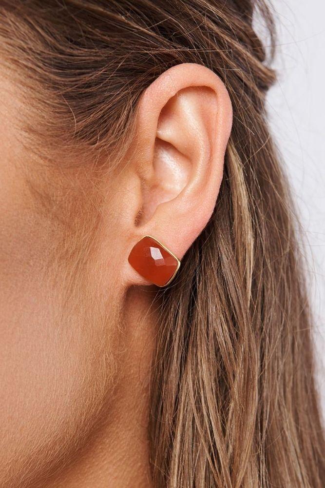 Nova Orange Glass Stud Earrings - Good Times Boutique